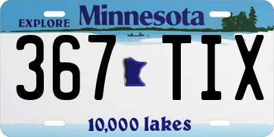 MN license plate 367TIX