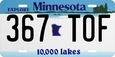 MN license plate 367TOF