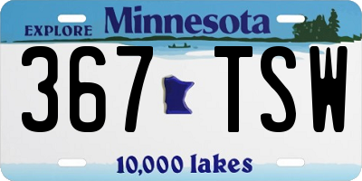 MN license plate 367TSW
