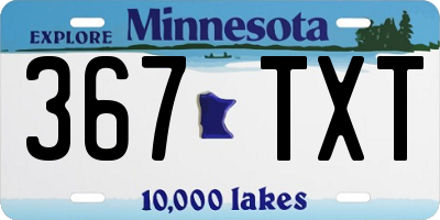 MN license plate 367TXT