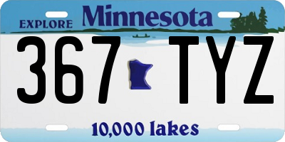 MN license plate 367TYZ
