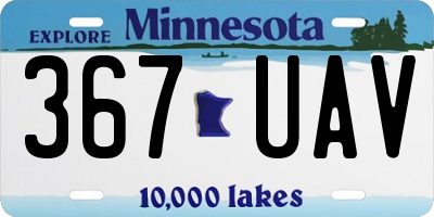 MN license plate 367UAV