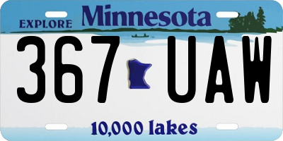 MN license plate 367UAW