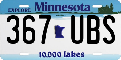 MN license plate 367UBS