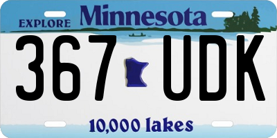 MN license plate 367UDK