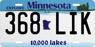 MN license plate 368LIK