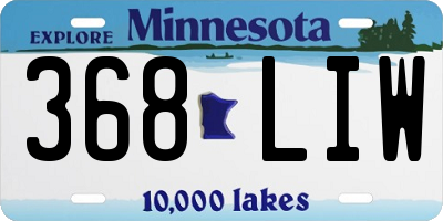 MN license plate 368LIW
