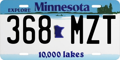 MN license plate 368MZT