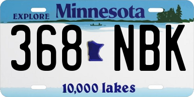 MN license plate 368NBK