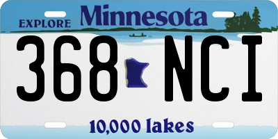 MN license plate 368NCI