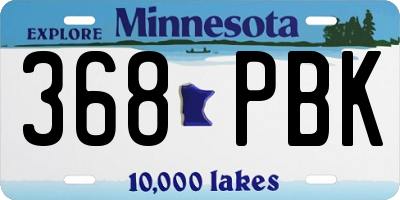 MN license plate 368PBK