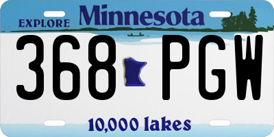 MN license plate 368PGW