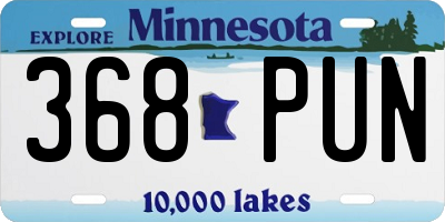 MN license plate 368PUN