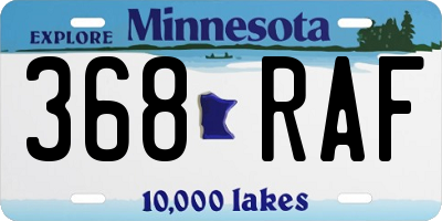 MN license plate 368RAF