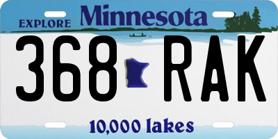 MN license plate 368RAK
