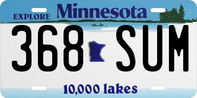 MN license plate 368SUM