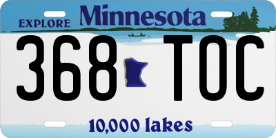 MN license plate 368TOC