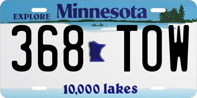 MN license plate 368TOW