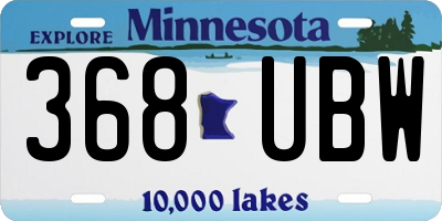 MN license plate 368UBW