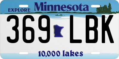 MN license plate 369LBK