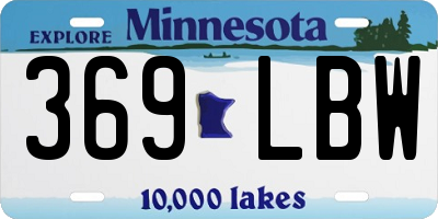 MN license plate 369LBW