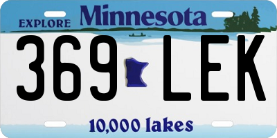 MN license plate 369LEK