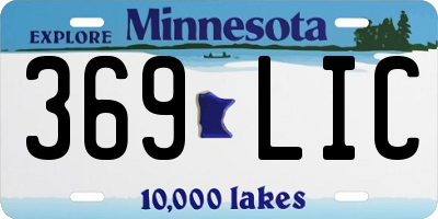 MN license plate 369LIC