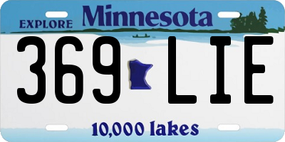 MN license plate 369LIE