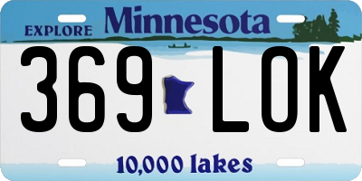 MN license plate 369LOK