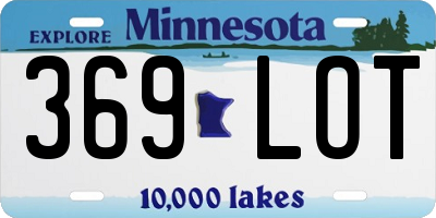 MN license plate 369LOT