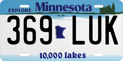 MN license plate 369LUK