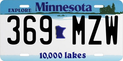 MN license plate 369MZW