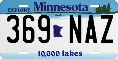 MN license plate 369NAZ