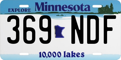 MN license plate 369NDF