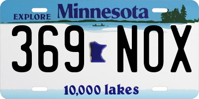 MN license plate 369NOX