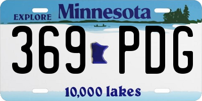 MN license plate 369PDG
