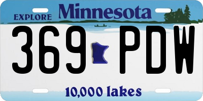 MN license plate 369PDW