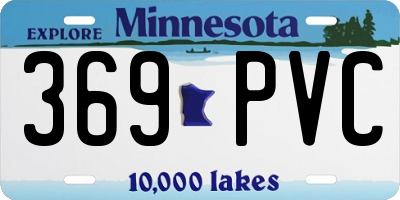 MN license plate 369PVC