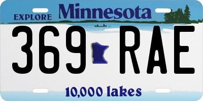 MN license plate 369RAE