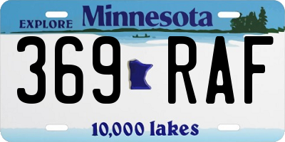 MN license plate 369RAF
