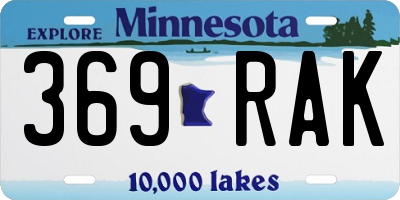MN license plate 369RAK