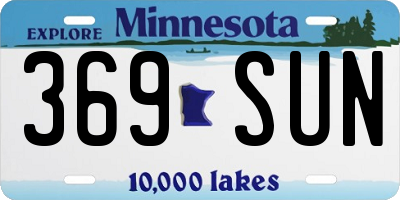 MN license plate 369SUN