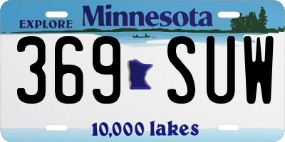 MN license plate 369SUW