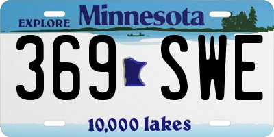 MN license plate 369SWE