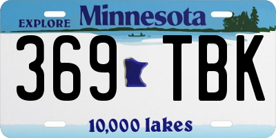 MN license plate 369TBK