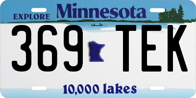 MN license plate 369TEK