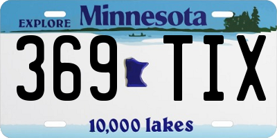 MN license plate 369TIX