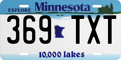 MN license plate 369TXT