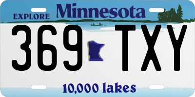 MN license plate 369TXY