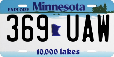 MN license plate 369UAW